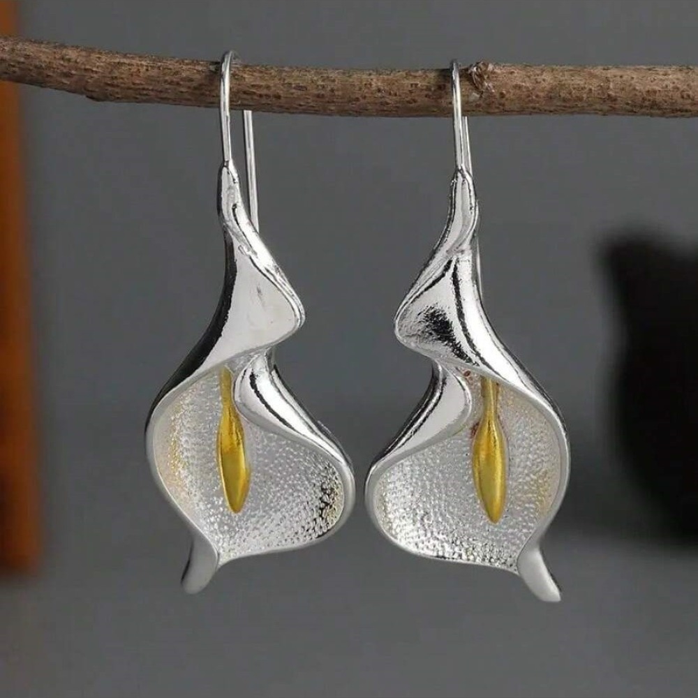 tulip long tassel dangle earrings simple fashion featured earrings daily versatile flower earrings details 1
