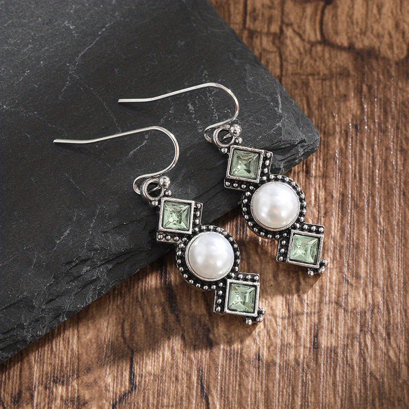 creative olive green long earrings details 0