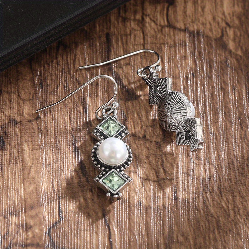 creative olive green long earrings details 2