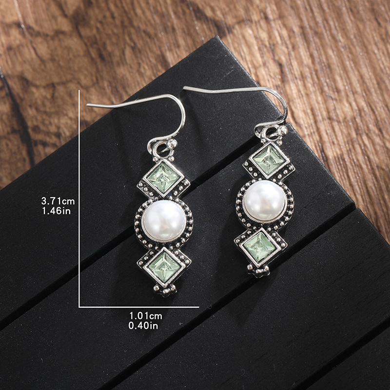 creative olive green long earrings details 3