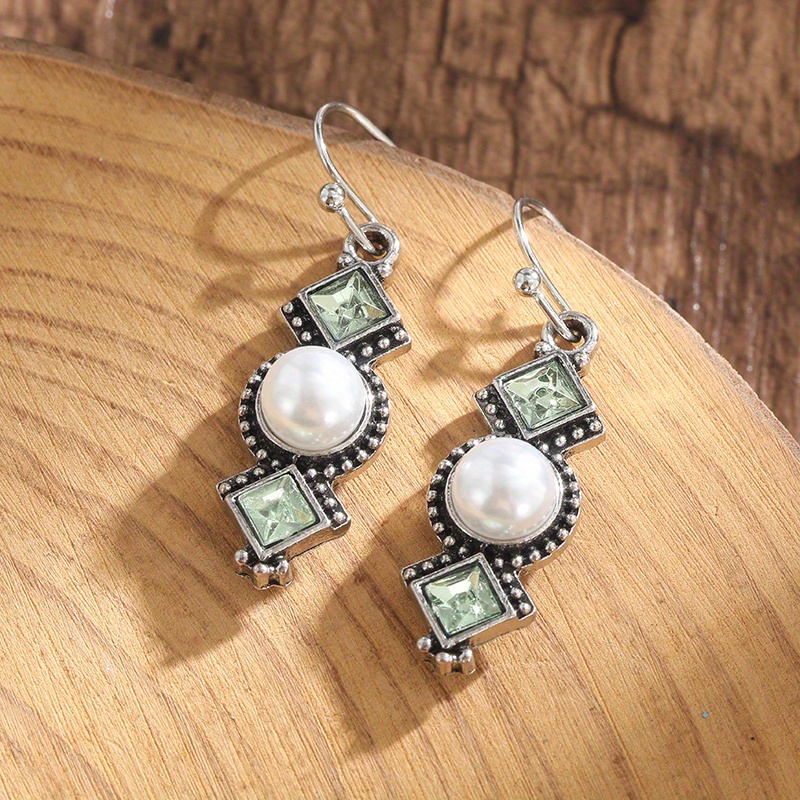 creative olive green long earrings details 4