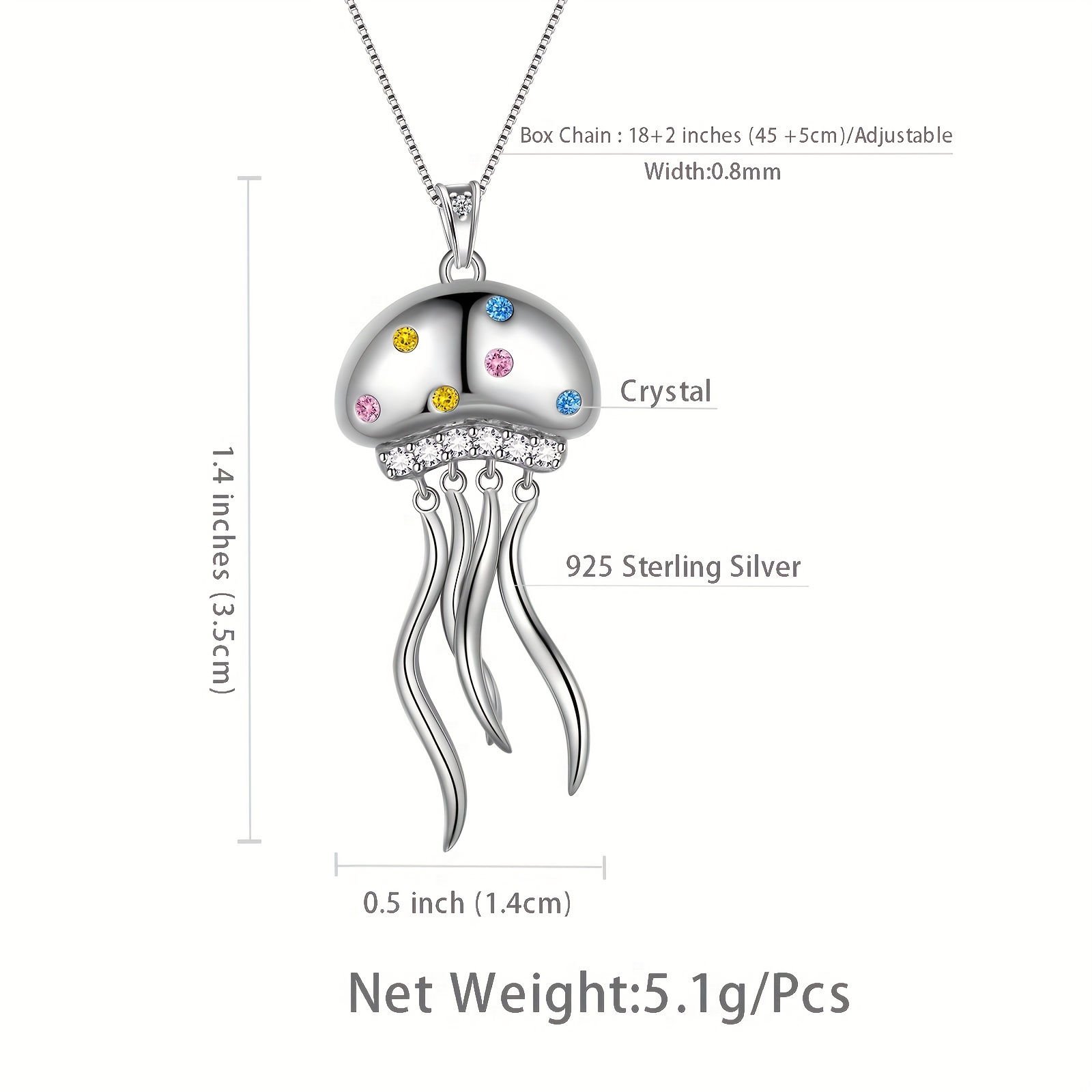 s925 sterling silver jellyfish pendant necklace unique ocean for all genders and ages details 0