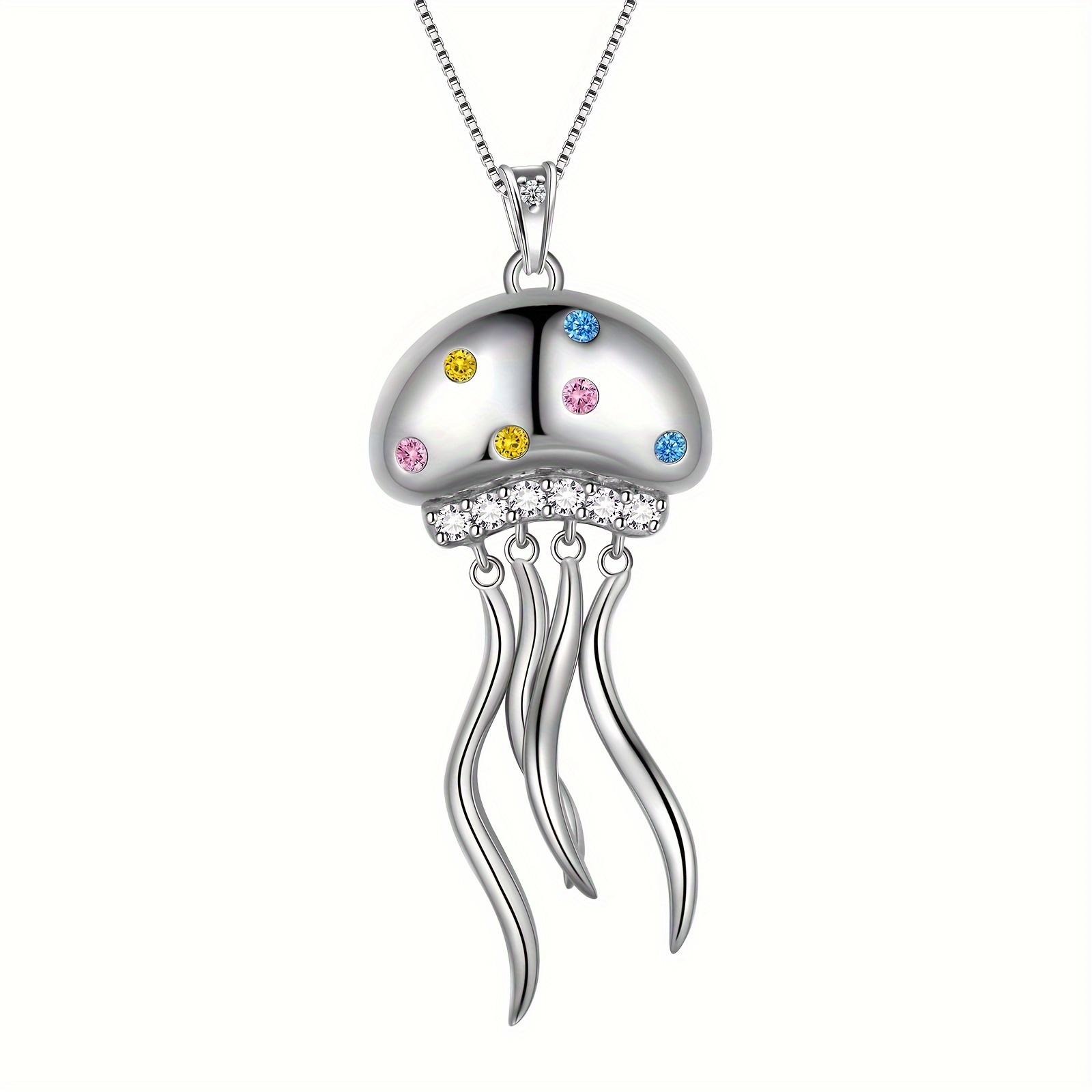 s925 sterling silver jellyfish pendant necklace unique ocean for all genders and ages details 2