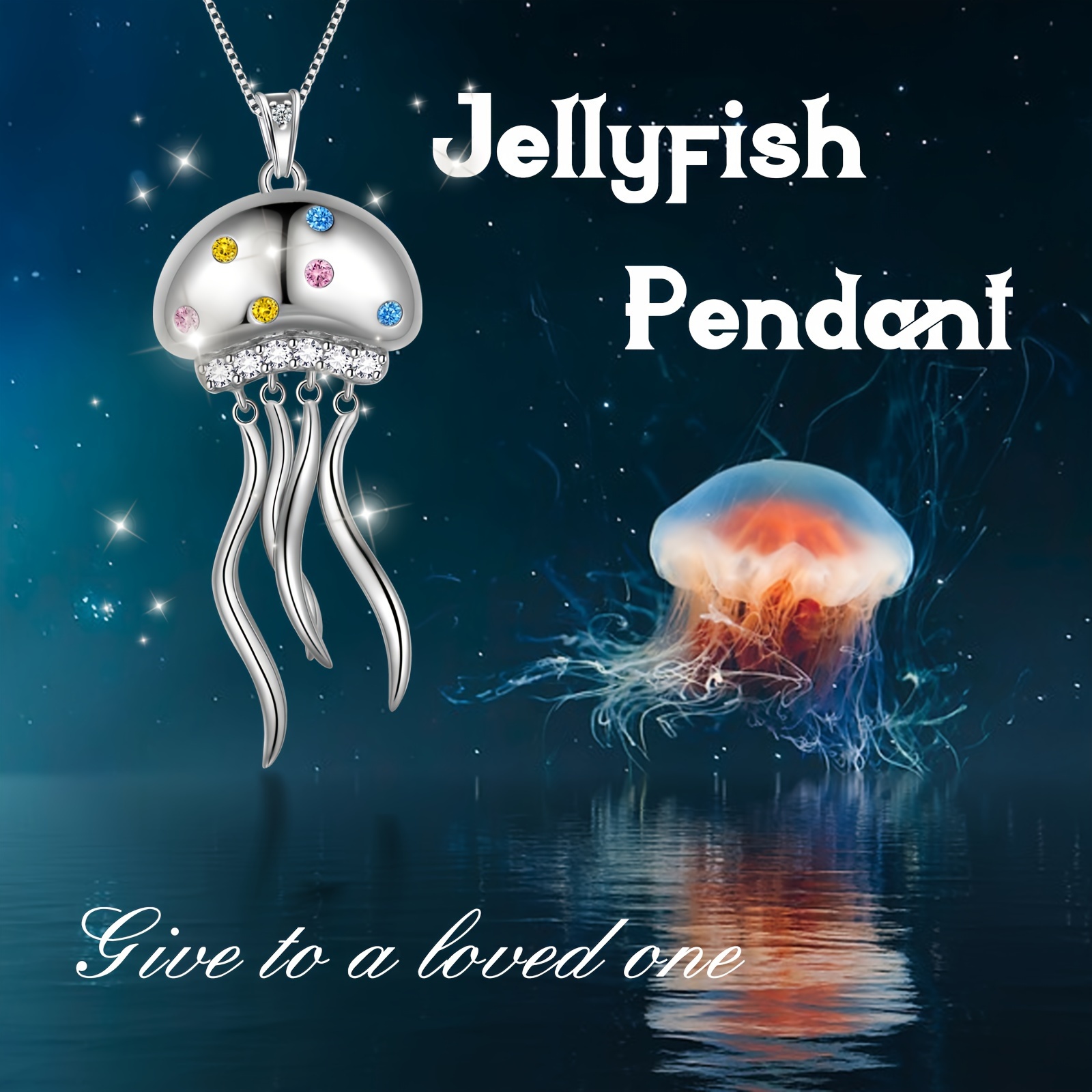 s925 sterling silver jellyfish pendant necklace unique ocean for all genders and ages details 4