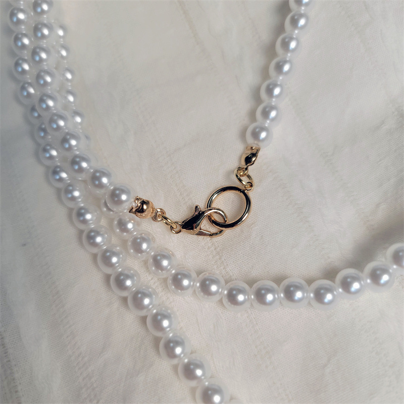 1 piece vintage necklace faux pearls beaded all ages double layers wearable long pearl necklace ladies sweater chain suitable for daily clothing party decoration gift for family friends loved details 1