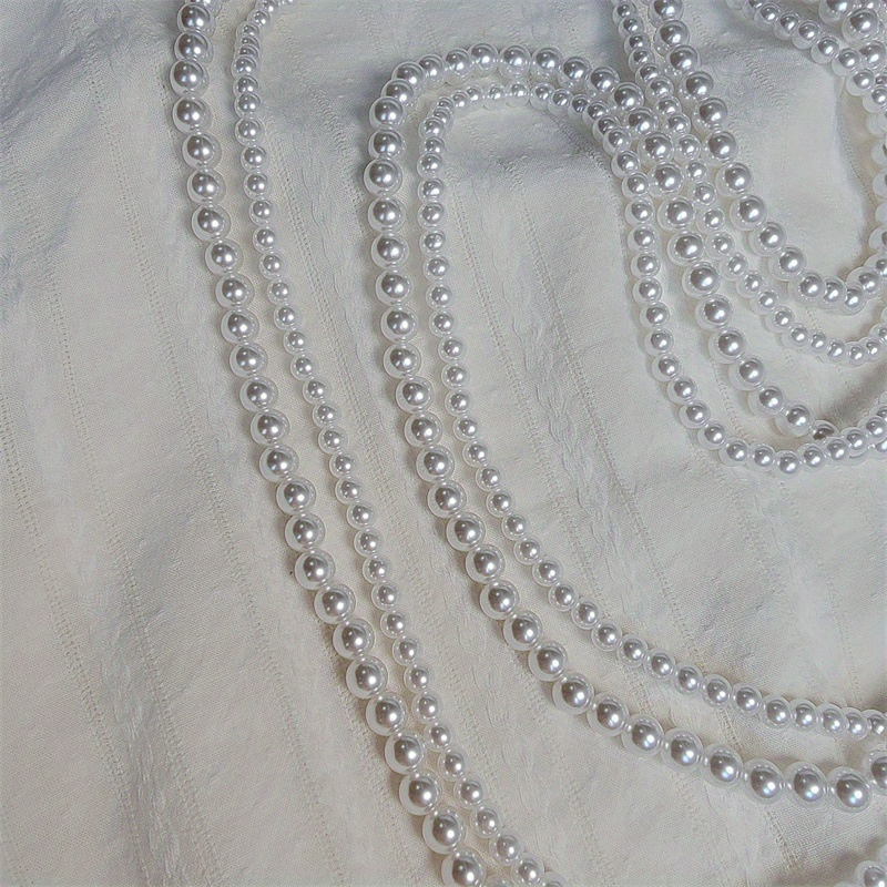 1 piece vintage necklace faux pearls beaded all ages double layers wearable long pearl necklace ladies sweater chain suitable for daily clothing party decoration gift for family friends loved details 3