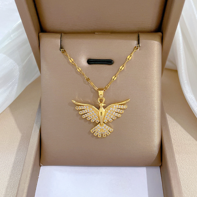 2pcs party luxury jewelry bird pendant necklace necklace stainless steel chain necklace women details 1