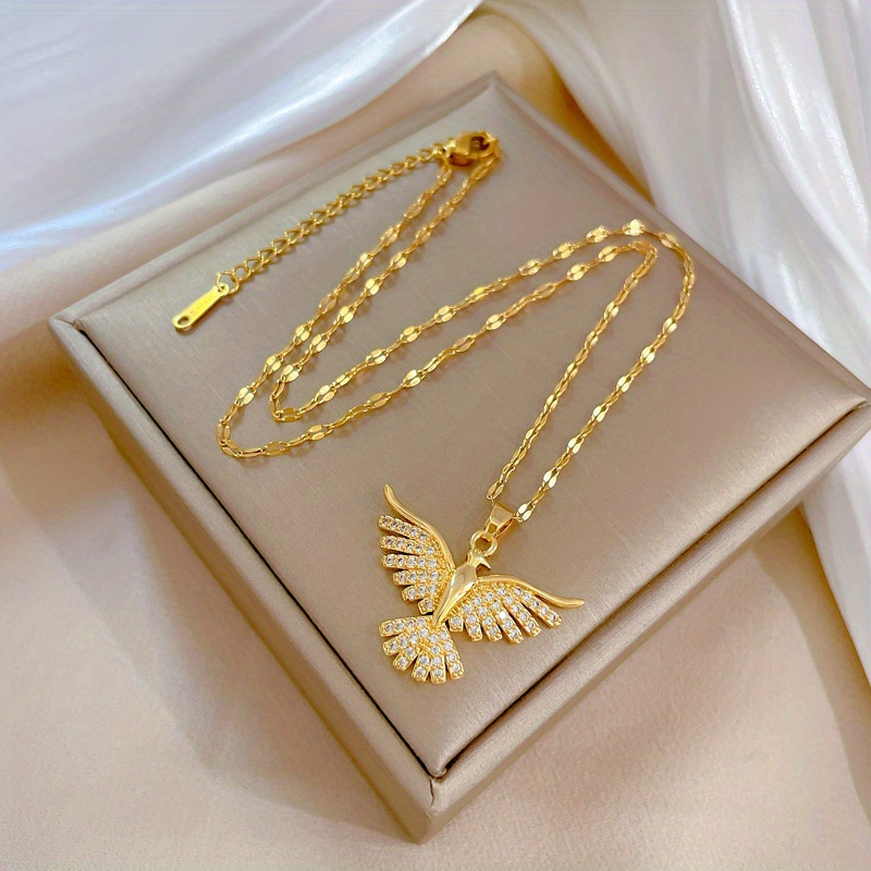 2pcs party luxury jewelry bird pendant necklace necklace stainless steel chain necklace women details 3