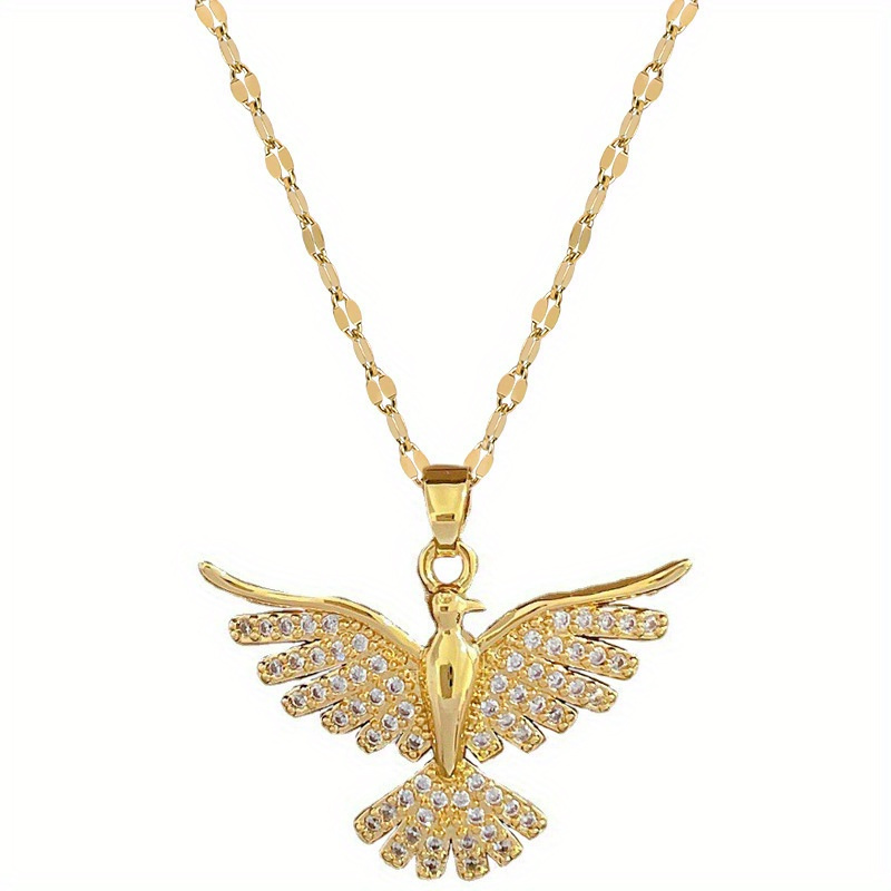 2pcs party luxury jewelry bird pendant necklace necklace stainless steel chain necklace women details 5