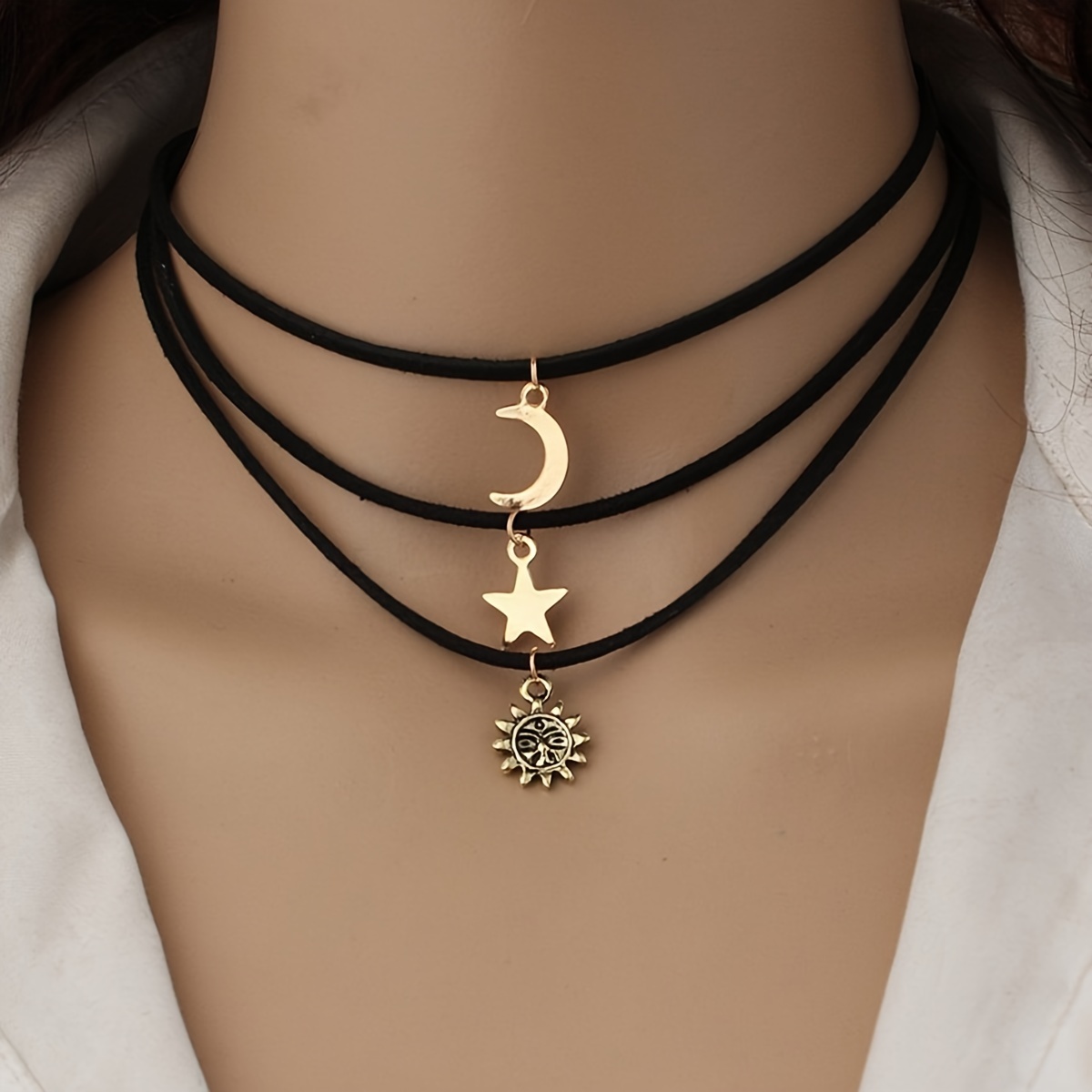 3 strands fashion patch neck necklace female multi element pendant hip hop personality sweet cool versatile party style jewelry accessories details 1