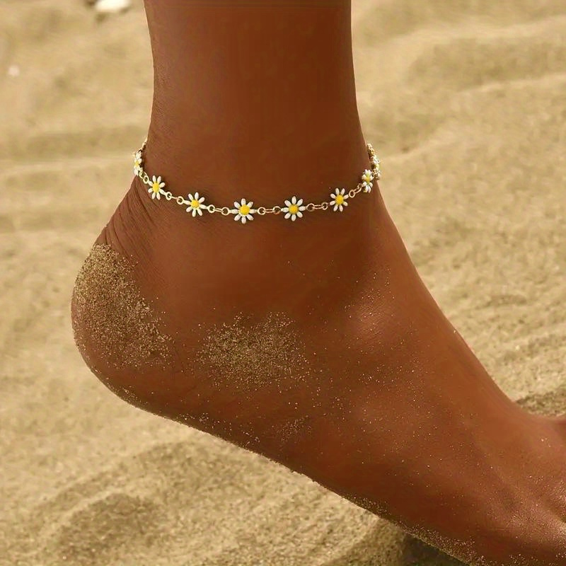 1pc cute chrysanthemum anklet perfect for summer daily accessories for teenagers girls ideal choice for gifts details 0