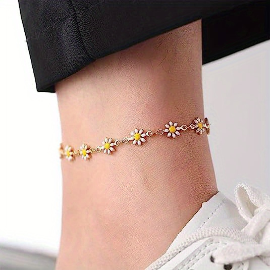 1pc cute chrysanthemum anklet perfect for summer daily accessories for teenagers girls ideal choice for gifts details 1