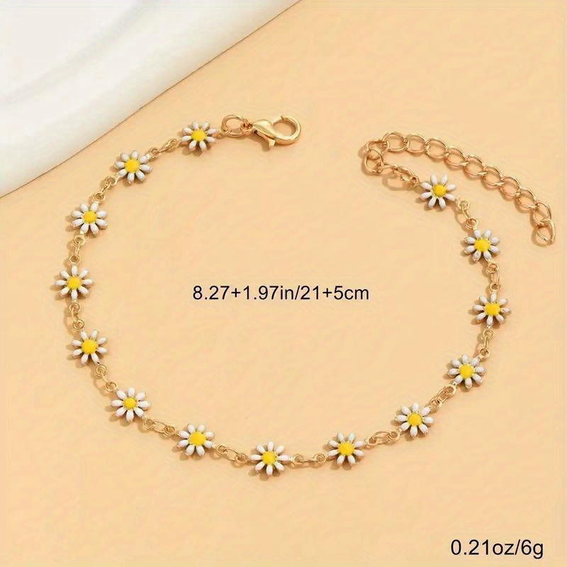 1pc cute chrysanthemum anklet perfect for summer daily accessories for teenagers girls ideal choice for gifts details 3