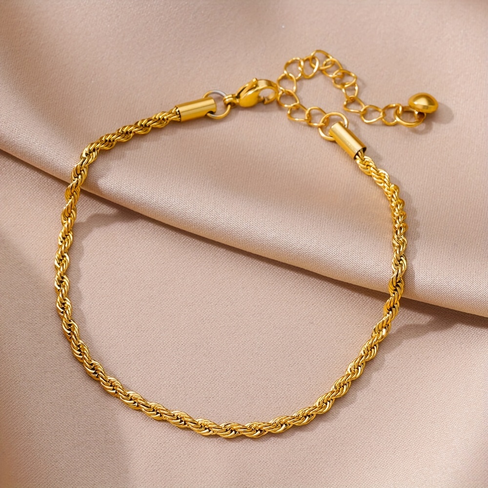 1pc Simple Twist Stainless Steel Chain Anklet Elegant Temperament Versatile Ankle Bracelet Decoration details 3