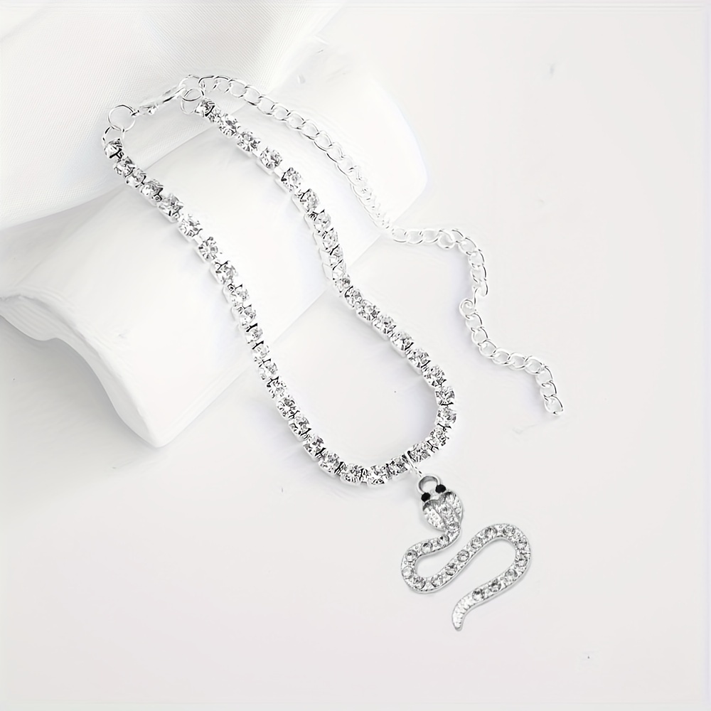 Elegant Summer Beach Snake Anklet With Sparkling Rhinestones - Copper, Perfect For Parties & All Seasons details 1