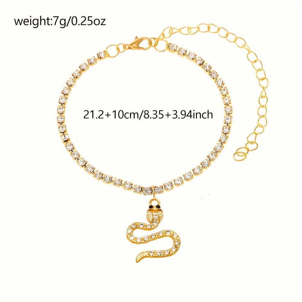 Elegant Summer Beach Snake Anklet With Sparkling Rhinestones - Copper, Perfect For Parties & All Seasons details 4