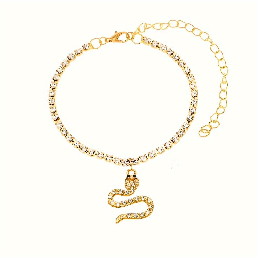 Elegant Summer Beach Snake Anklet With Sparkling Rhinestones - Copper, Perfect For Parties & All Seasons details 5